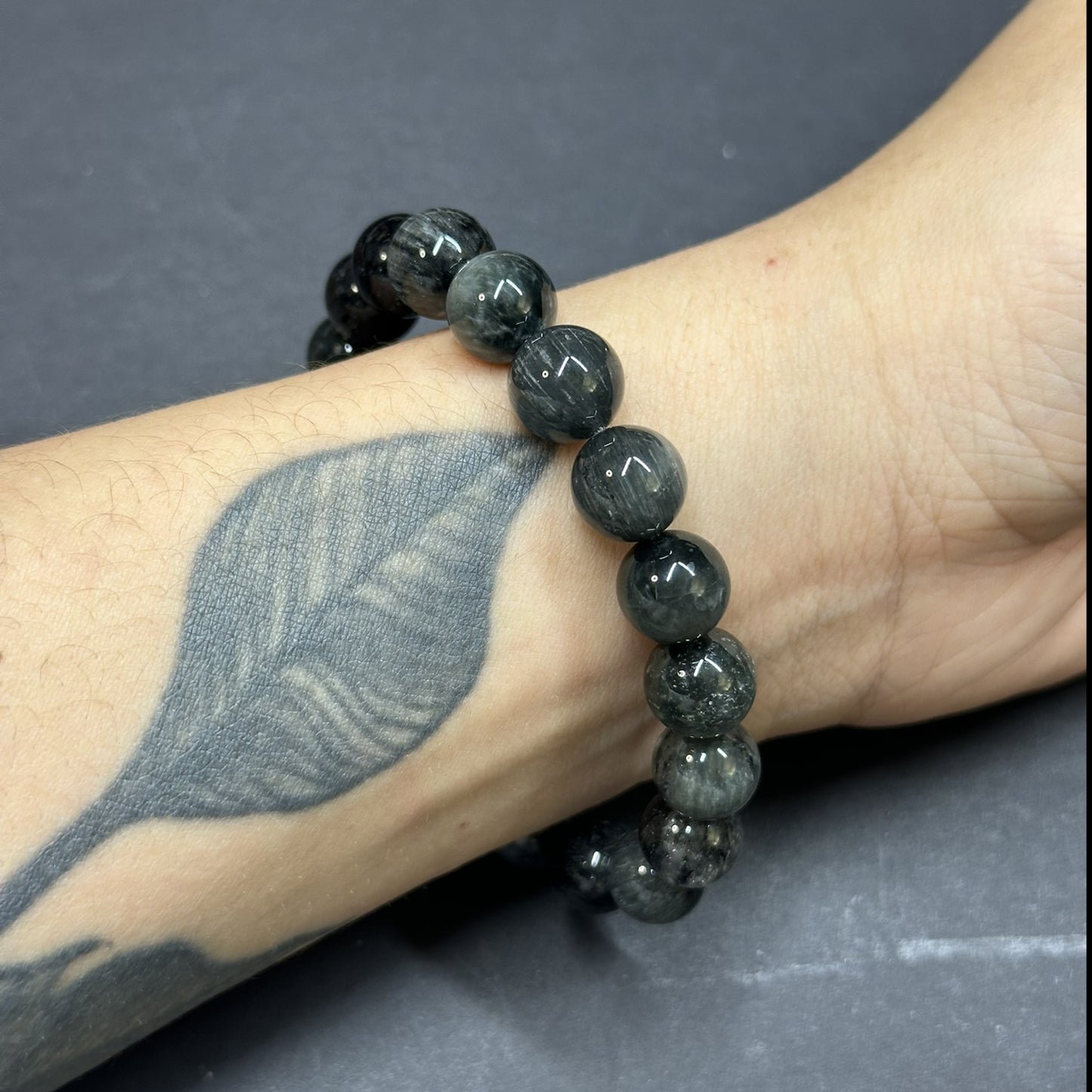 Old Mine Cat’s Eye Blue-Gray Rutilated Quartz Bracelet